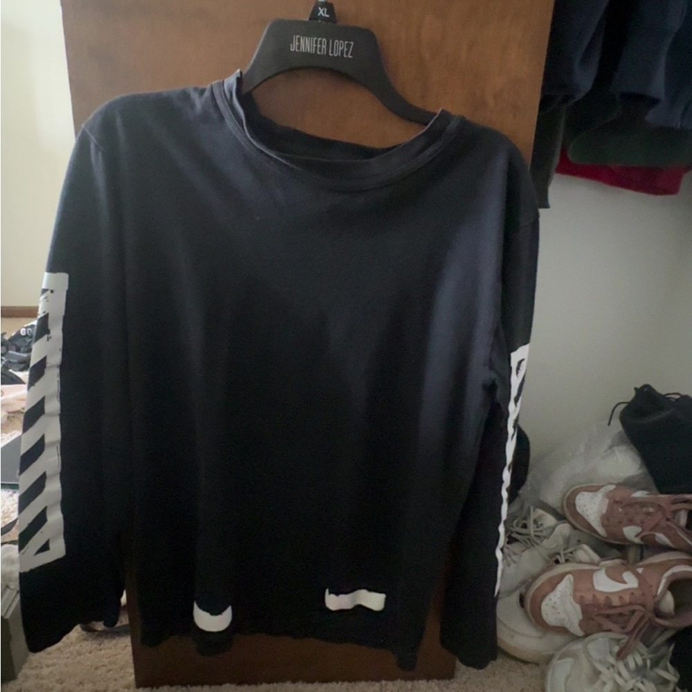 Off-White Black Long Sleeve Sweatshirt with White Graphics